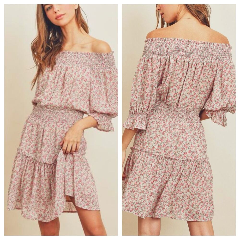 Dress Forum | Women’s Michelle Floral Smocked Off-Shoulder Flowy Prairie Dress S
